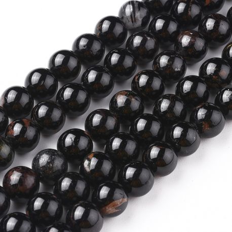 Dabīgas melnās turmalīna krelles 8 mm, 1 šķipsna.