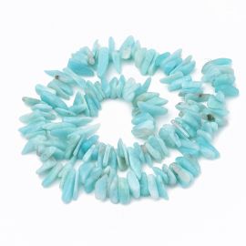Natural Amazonite beads-chippings 10 ~ 30x4 ~ 10 mm., 1 thread.