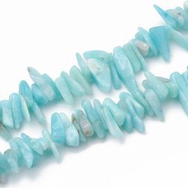 Natural Amazonite beads-chippings 10 ~ 30x4 ~ 10 mm., 1 thread.