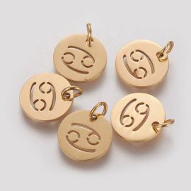 Nerūdijančio plieno 304 zodiako pakabukas "Vėžys" 12x1 mm 1 vnt