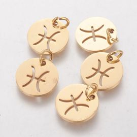 Stainless steel 304 zodiac pendant "Pisces" 12x1 mm 1 pc