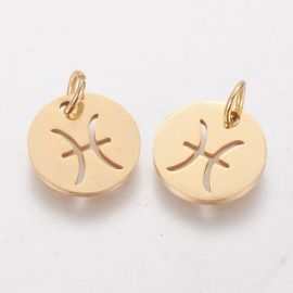 Edelstahl 304 Sternzeichen-Anhänger "Fische" 12x1 mm 1 Stk