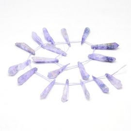 Natural Quartz beads covered with glossy coating 24-31x6-8x4-6 mm., 1 pcs