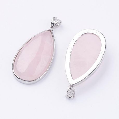 Natural Pink Quartz Pendant, 1 pcs.