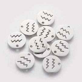 Nerūsējošā tērauda 304 zodiaka kulons "Ūdensvīrs", 12x1 mm., 1 gab.