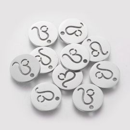 Stainless steel 304 zodiac pendant "Leo", 12x1 mm., 1 pcs.