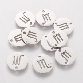 Stainless steel 304 zodiac pendant "Scorpio", 12x1 mm., 1 pcs.
