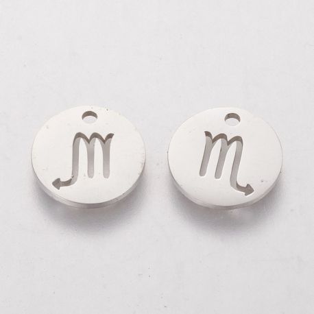 Кулон с зодиаком из нержавеющей стали 304 "Скорпион", 12x1 мм., 1 шт.