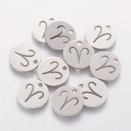 Stainless steel 304 zodiac pendant "Aries", 12x1 mm., 1 pcs