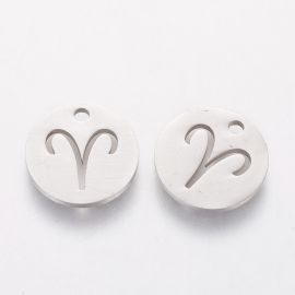 Stainless steel 304 zodiac pendant "Aries", 12x1 mm., 1 pcs