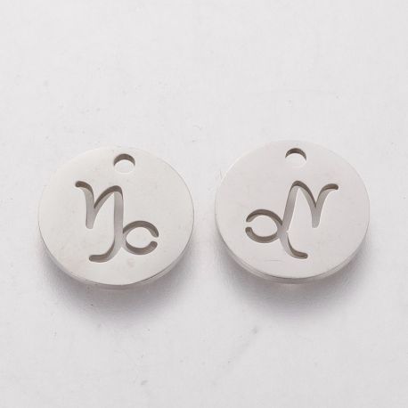 Подвеска со знаком зодиака из нержавеющей стали 304 "Козерог", 12x1 мм., 1 шт.