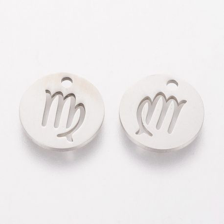 Nerūsējošā tērauda 304 zodiaka kulons "Jaunava", 12x1 mm., 1 gab