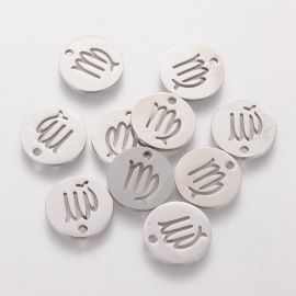 Nerūsējošā tērauda 304 zodiaka kulons "Jaunava", 12x1 mm., 1 gab