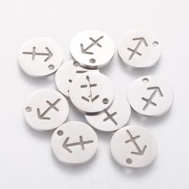 Nerūsējošā tērauda 304 zodiaka kulons "Strēlnieks", 12x1 mm., 1 gab.