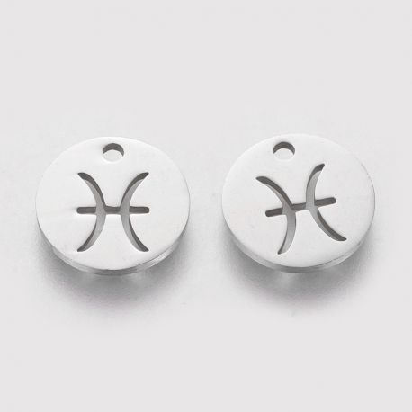 Nerūsējošā tērauda 304 zodiaka kulons "Zivis", 12x1 mm., 1 gab.
