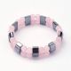Natural Rose Quartz and Synthetic Hematite Bracelet 15 mm. 1 pc.