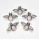 Brooch/pendant "Bee" with natural Rose Quartz cabochon and Abalone shell 56x36x14 mm. 1 pc.