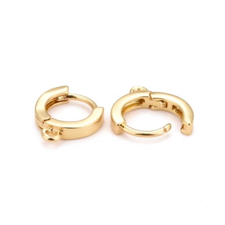 Accessories for jewelry - Brass earring hooks. gold plated 18K size 11.5x10x2.5 mm 1 pair 1 bag