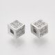 Žalvarinis intarpas "Kubas" su Cirkonio akutėmis 4x4x4 mm. 2 vnt