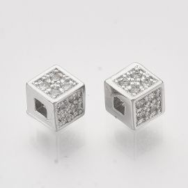 Messingist sisetükk "Cube" tsirkooniumi aasadega 4x4x4 mm. 2 tükki II0527