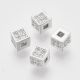 Žalvarinis intarpas "Kubas" su Cirkonio akutėmis 4x4x4 mm. 2 vnt