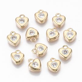 Misiņa kulons "Širdutė" ar cirkona cilpiņu 7x6x2 mm. 2 gab