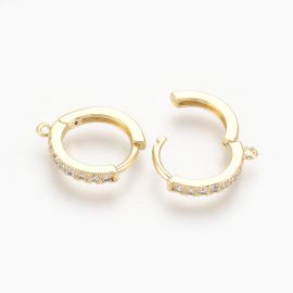 Brass earring hooks with Zirconia eyes 16x14x2 mm. 1 pair