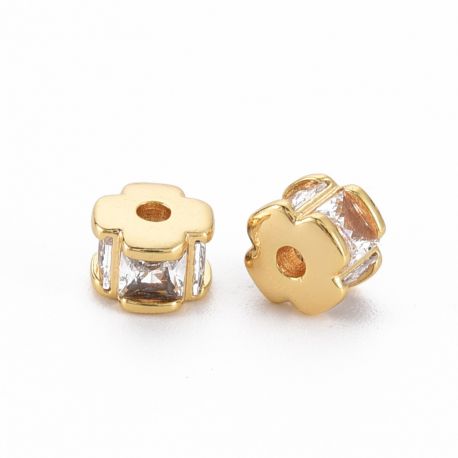 Brass insert with Zirconia eyes 5.5x5.5x4 mm. 1 pc