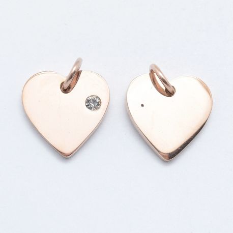 Nerūdijančio plieno 316 pakabukas "Širdelė" su Cirkonio akute 12x12x2 mm. 1 vnt