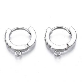 Brass earring hooks with Zirconia eyes 13.5x12x2.5 mm. 1 pair