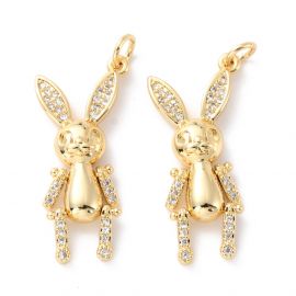 Misiņa kulons "Bunny" ar cirkona acīm 30x13,5x4,5 mm. 1 gab