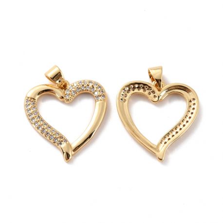 Žalvarinis pakabukas "Širdelė" su Cirkonio akutėmis 20x20x2 mm. 1 vnt