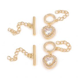 Žalvarinis užsegimas "Širdelė" su Cirkonio akutėmis 13x13 mm. 1 rink