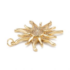 Brass pendant "Sun" with Zirconia eyes 33x32x5 mm. 1 pc