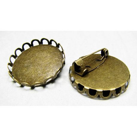 Rāmis - piespraude kabočonam vai kamejai, izturēta bronzas svāls, 27 mm