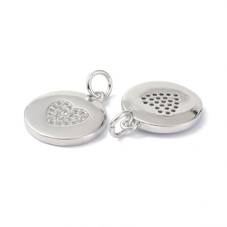 Žalvarinis pakabukas "Širdelė" su Cirkonio akutėmis 15.7x13.7x1.7 mm. 1 vnt
