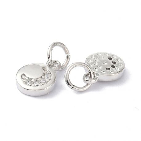 Žalvarinis pakabukas "Mėnulis" su Cirkonio akutėmis 9x7x2 mm. 1 vnt