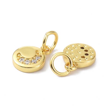 Žalvarinis pakabukas "Mėnulis" su Cirkonio akutėmis 9x7x2 mm. 1 vnt