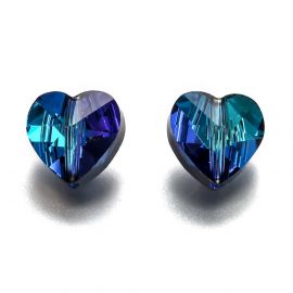 Glass beads - hearts 10x10x7 mm. 4 pcs