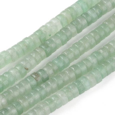 Dabīgas Zaļās Aventurīna krelles 4,5x2,5 mm. 10 gab
