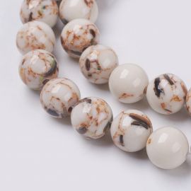 Tirkīza un Shell kompozītmateriāla krelles 6 mm. 1 pavediens