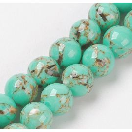 Turkio ir Kriauklės kompozito karoliukai 8 mm. 1 gija