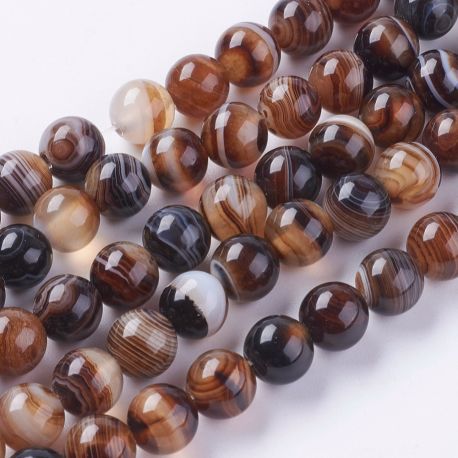 Dabīgā ahāta krelles 8 mm. 1 pavediens