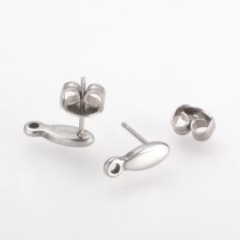 Stainless steel 304 earring hooks 12x4 mm. 2 pairs