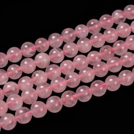 Natürliche Rosenquarzperlen 8 mm. 1 Faden