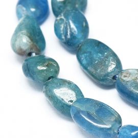 Stone beads - Natural Apatite beads. Dark blue irregular oval size 10-6x7-5x3 mm 1 thread