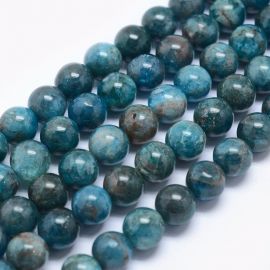 Stone beads - Natural Apatite beads. Blue-cyan-brown round size 6 mm 1 thread