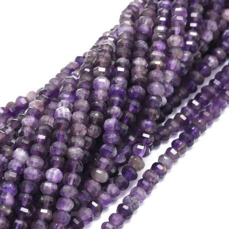 Natürliche Amethystperlen 4x3 mm. 1 Faden