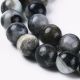 Steinperlen - Amazonit-Perlen aus natürlichen Blumen. Grünlich-schwarz-graue Farbe rund Größe 8 mm 1 Faden