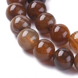 Natūralūs Juostinio Agato karoliukai 4 mm. 1 gija